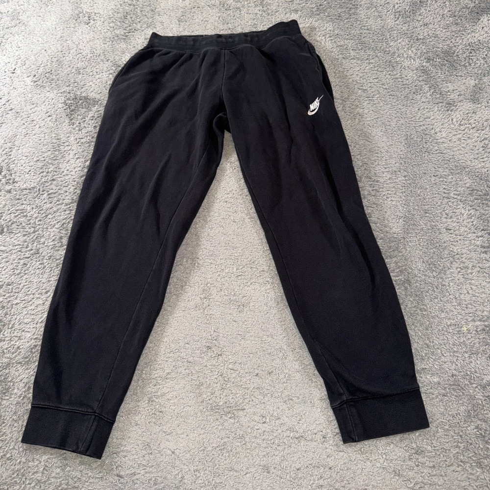 Nike Jogger Sweatpants Mens XL Black Fleece Lined Embroidered Cuffed Pants Shop